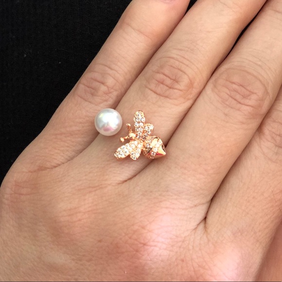 18K Rose Gold Bumblebee Pearl Ring - Picture 5 of 6